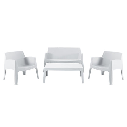 Lounge Set 4pcs Sleek Hm21268.01 White Polypropylene