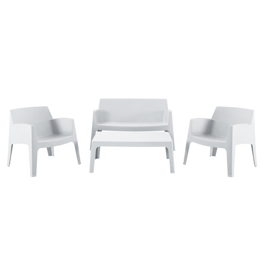 Lounge Set 4pcs Sleek Hm21268.01 White Polypropylene