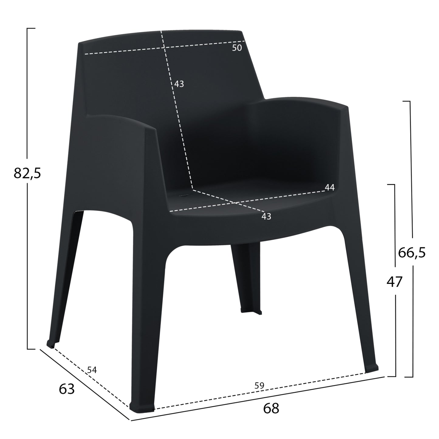 Lounge Set 4pcs Sleek Hm21268.02 Black Polypropylene