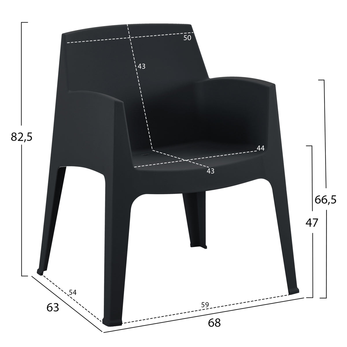 Lounge Set 4pcs Sleek Hm21268.02 Black Polypropylene