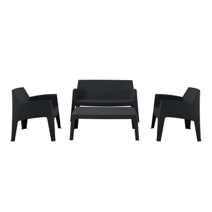 Lounge Set 4pcs Sleek Hm21268.02 Black Polypropylene