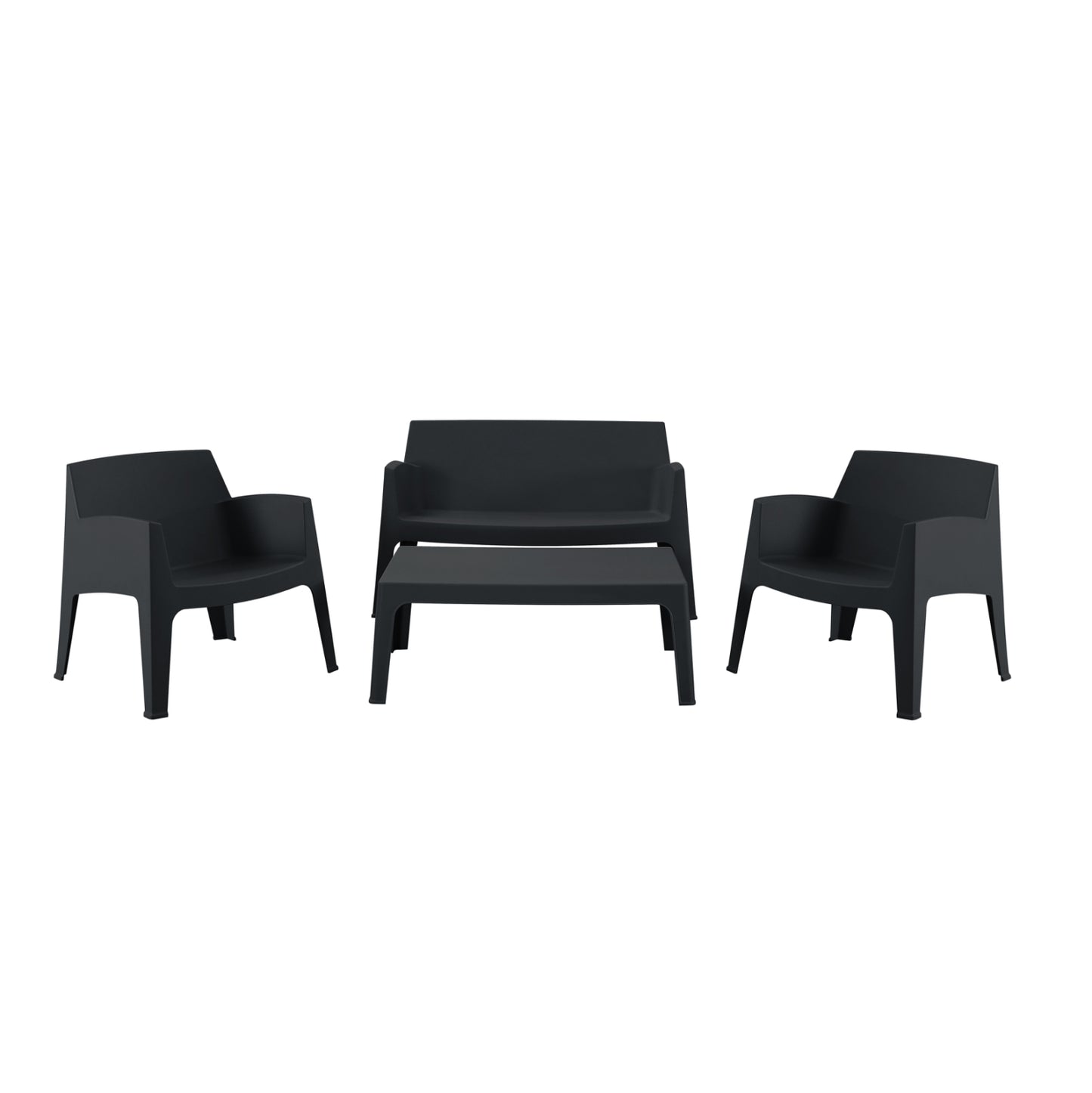 Lounge Set 4pcs Sleek Hm21268.02 Black Polypropylene