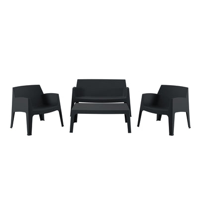 Lounge Set 4pcs Sleek Hm21268.02 Black Polypropylene