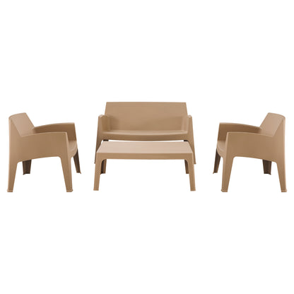 Lounge Set 4pcs Sleek Hm21268.03 Cappuccino Polypropylene