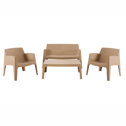 Lounge Set 4pcs Sleek Hm21268.03 Cappuccino Polypropylene