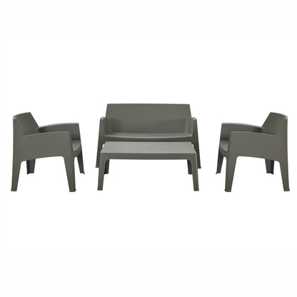 Lounge Set 4pcs Sleek Hm21268.05 Dark Olive Green Polypropylene