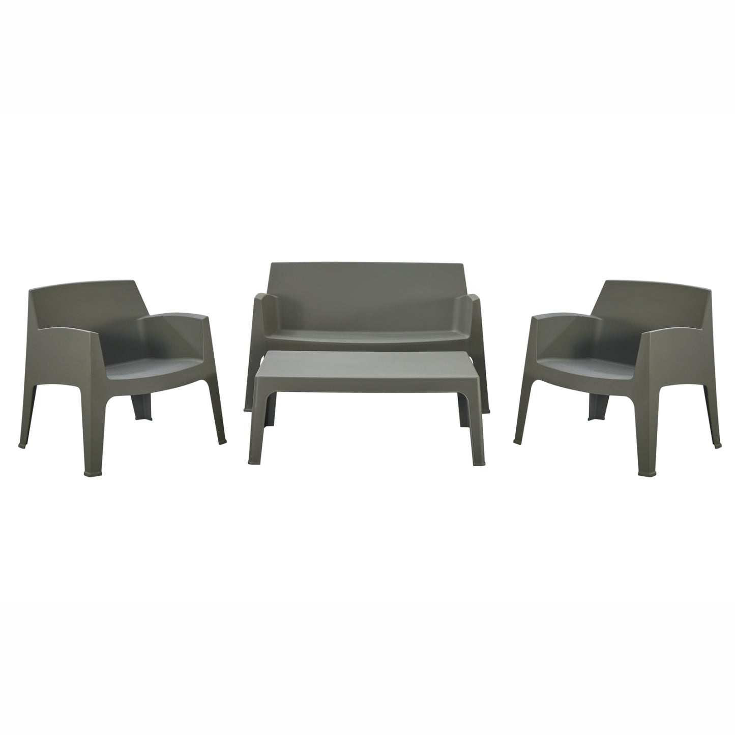Lounge Set 4pcs Sleek Hm21268.05 Dark Olive Green Polypropylene