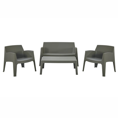 Lounge Set 4pcs Sleek Hm21268.05 Dark Olive Green Polypropylene
