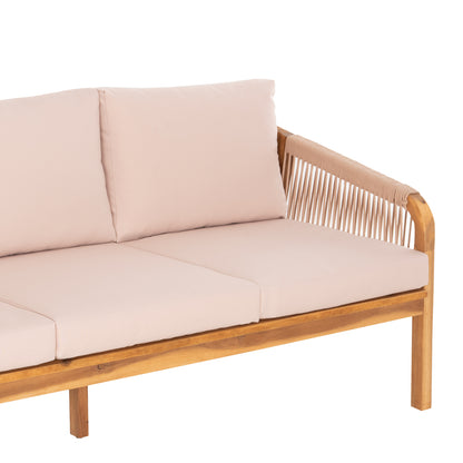 Outdoor Lounge Set 4pcs Rosswell Hm6084.02 Acacia Wood-round Rope-beige Cushions (Copy)