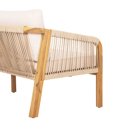 Outdoor Lounge Set 4pcs Rosswell Hm6084.02 Acacia Wood-round Rope-beige Cushions