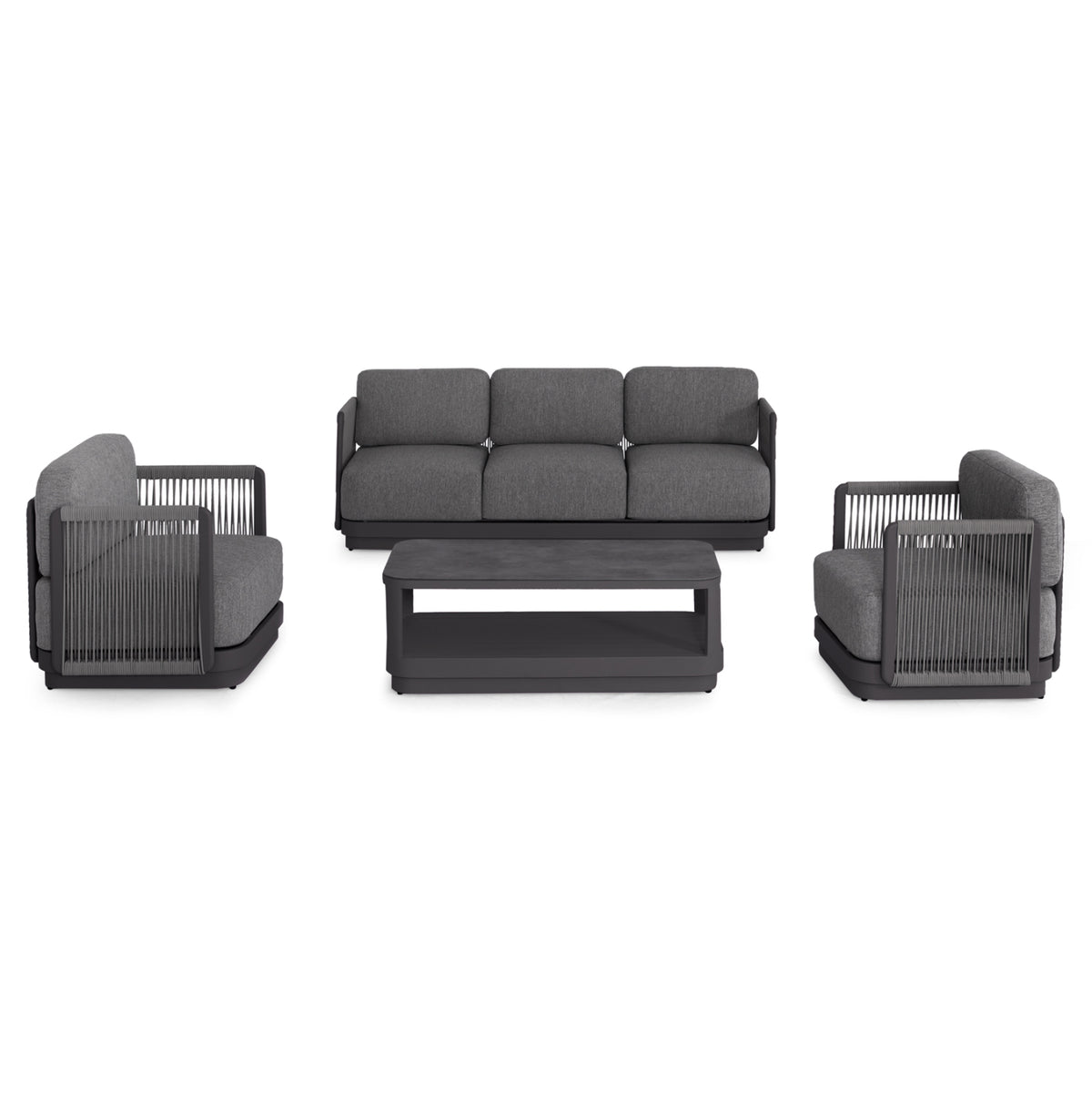 Outdoor Lounge Set 4pcs Elysia Hm6186.01 Dark Grey Aluminum-rope-p.e.fabric
