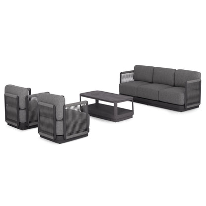 Outdoor Lounge Set 4pcs Elysia Hm6186.01 Dark Grey Aluminum-rope-p.e.fabric
