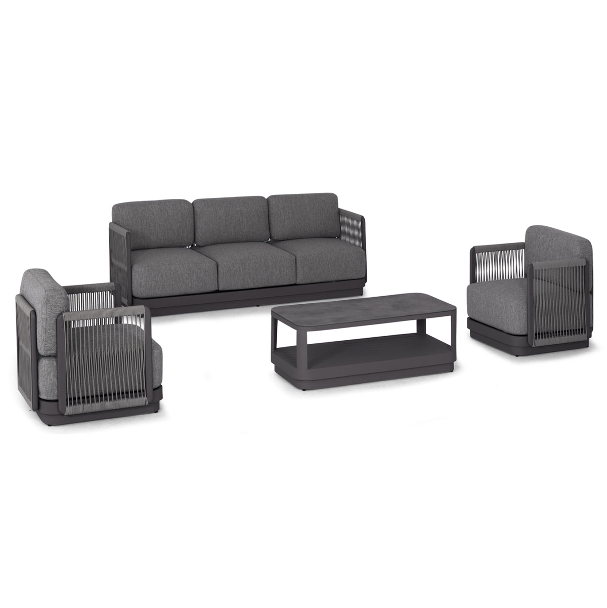 Outdoor Lounge Set 4pcs Elysia Hm6186.01 Dark Grey Aluminum-rope-p.e.fabric