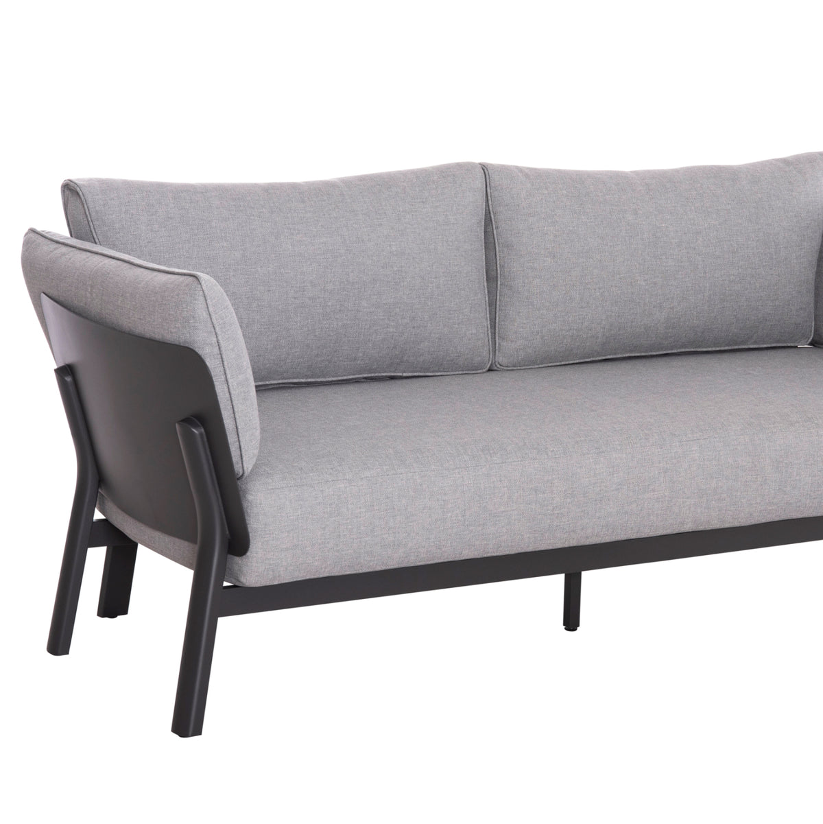 Outdoor Lounge Set 4pcs Enastron Hm6194.01 Dark Grey Aluminum & Grey Olefin Fabric