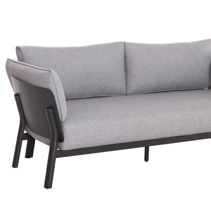 Outdoor Lounge Set 4pcs Enastron Hm6194.01 Dark Grey Aluminum & Grey Olefin Fabric
