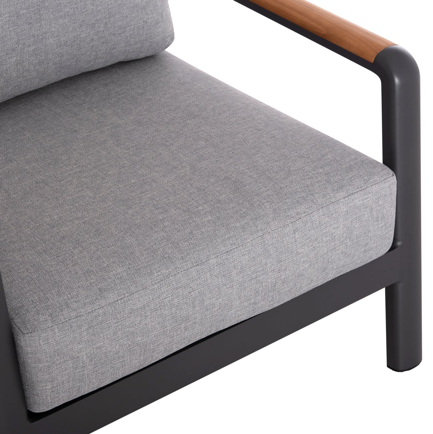 Outdoor Lounge Set 4pcs Elara Hm6195.01 Dark Grey Aluminum-grey Olefin-teak Wood
