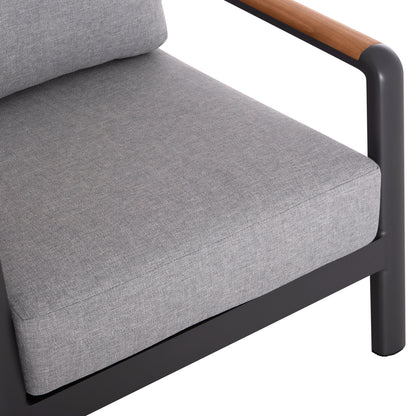 Outdoor Lounge Set 4pcs Elara Hm6195.01 Dark Grey Aluminum-grey Olefin-teak Wood