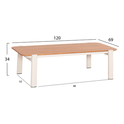 Outdoor Lounge Set 4pcs Elara Hm6195.05 Beige Aluminum-beige Olefin-teak Wood