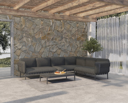 Outdoor Lounge Set 4pcs Pegasus Hm6199.01 Dark Grey Aluminum-p.e.rope-olefin Fabric