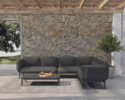 Outdoor Lounge Set 4pcs Pegasus Hm6199.01 Dark Grey Aluminum-p.e.rope-olefin Fabric