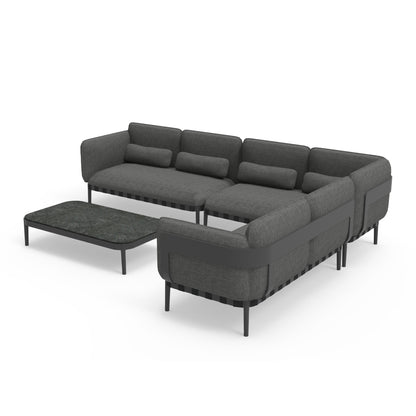 Outdoor Lounge Set 4pcs Pegasus Hm6199.01 Dark Grey Aluminum-p.e.rope-olefin Fabric