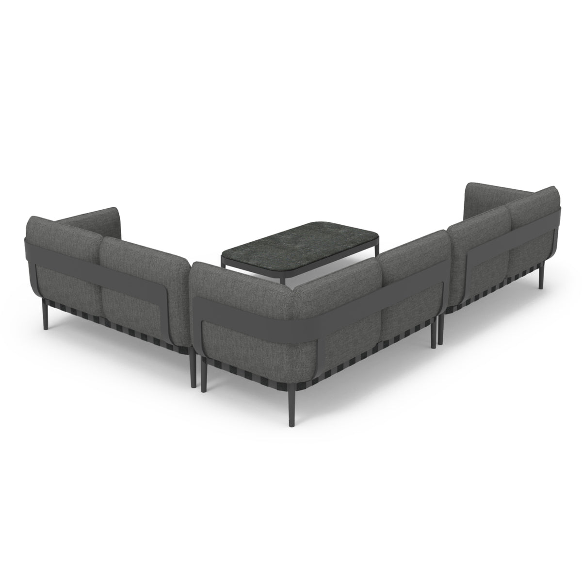 Outdoor Lounge Set 4pcs Pegasus Hm6199.01 Dark Grey Aluminum-p.e.rope-olefin Fabric
