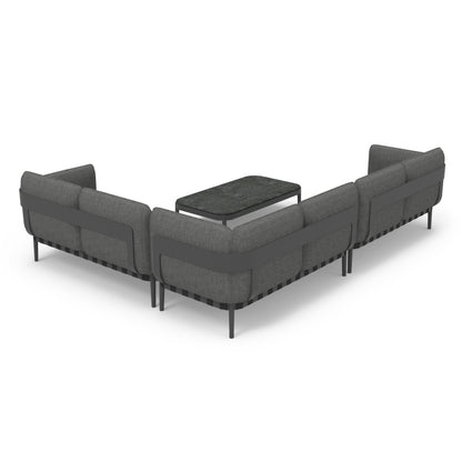 Outdoor Lounge Set 4pcs Pegasus Hm6199.01 Dark Grey Aluminum-p.e.rope-olefin Fabric