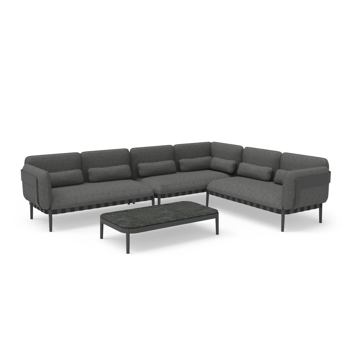 Outdoor Lounge Set 4pcs Pegasus Hm6199.01 Dark Grey Aluminum-p.e.rope-olefin Fabric
