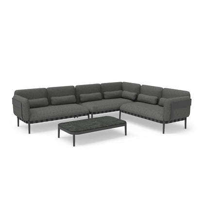 Outdoor Lounge Set 4pcs Pegasus Hm6199.01 Dark Grey Aluminum-p.e.rope-olefin Fabric