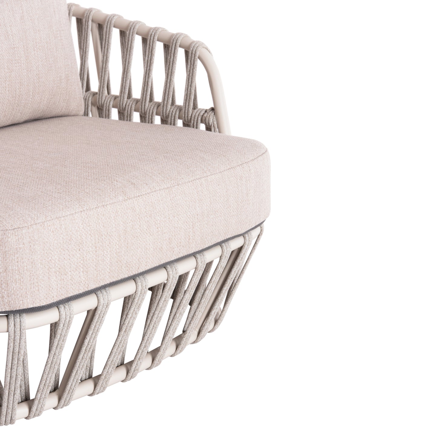 Outdoor Lounge Set 4pcs Sabo Hm6208.02 Cream White Aluminum-beige P.e.rope & Olefin Fabric-teak Wood In Natural