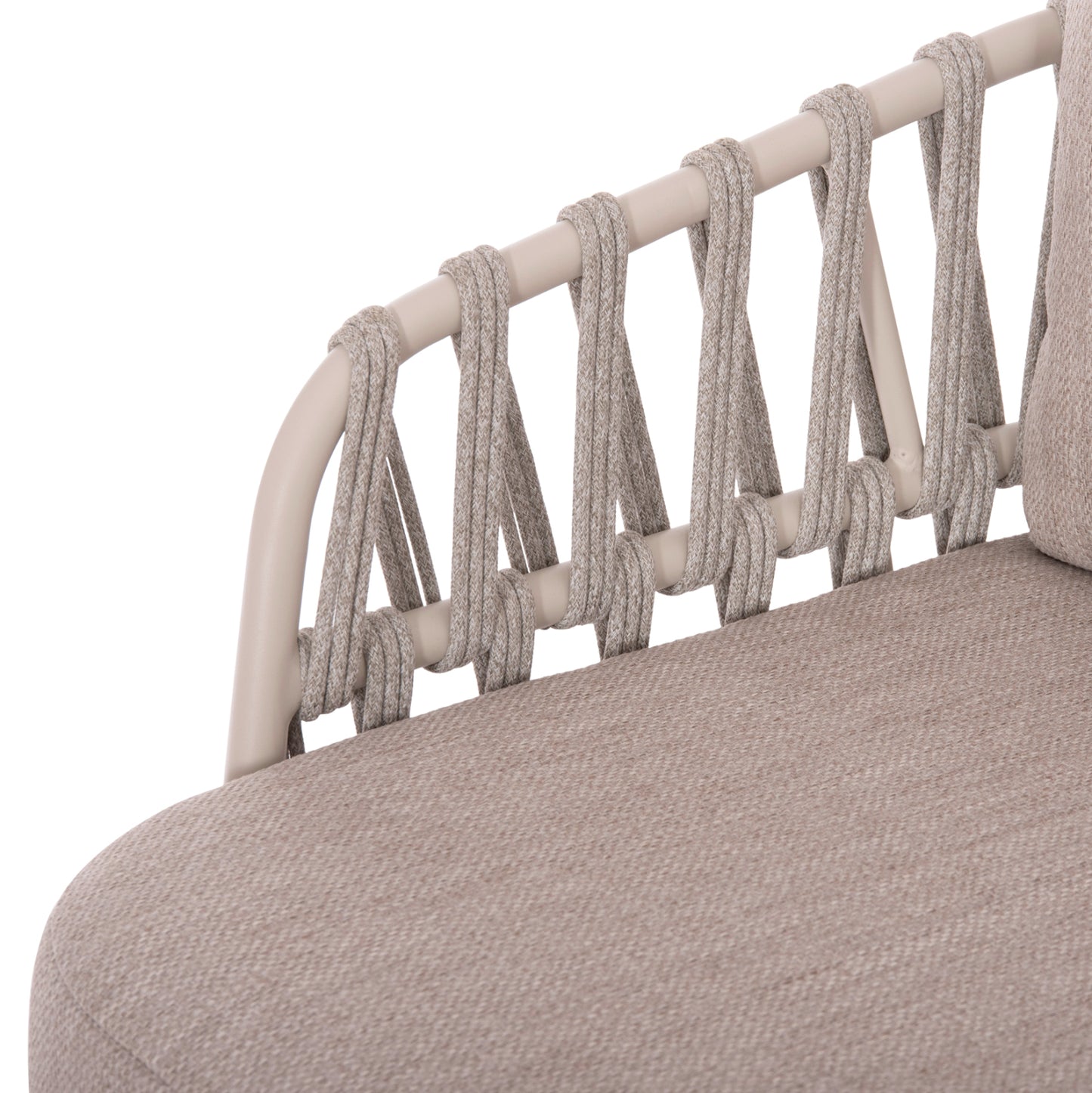 Outdoor Lounge Set 4pcs Sabo Hm6208.02 Cream White Aluminum-beige P.e.rope & Olefin Fabric-teak Wood In Natural