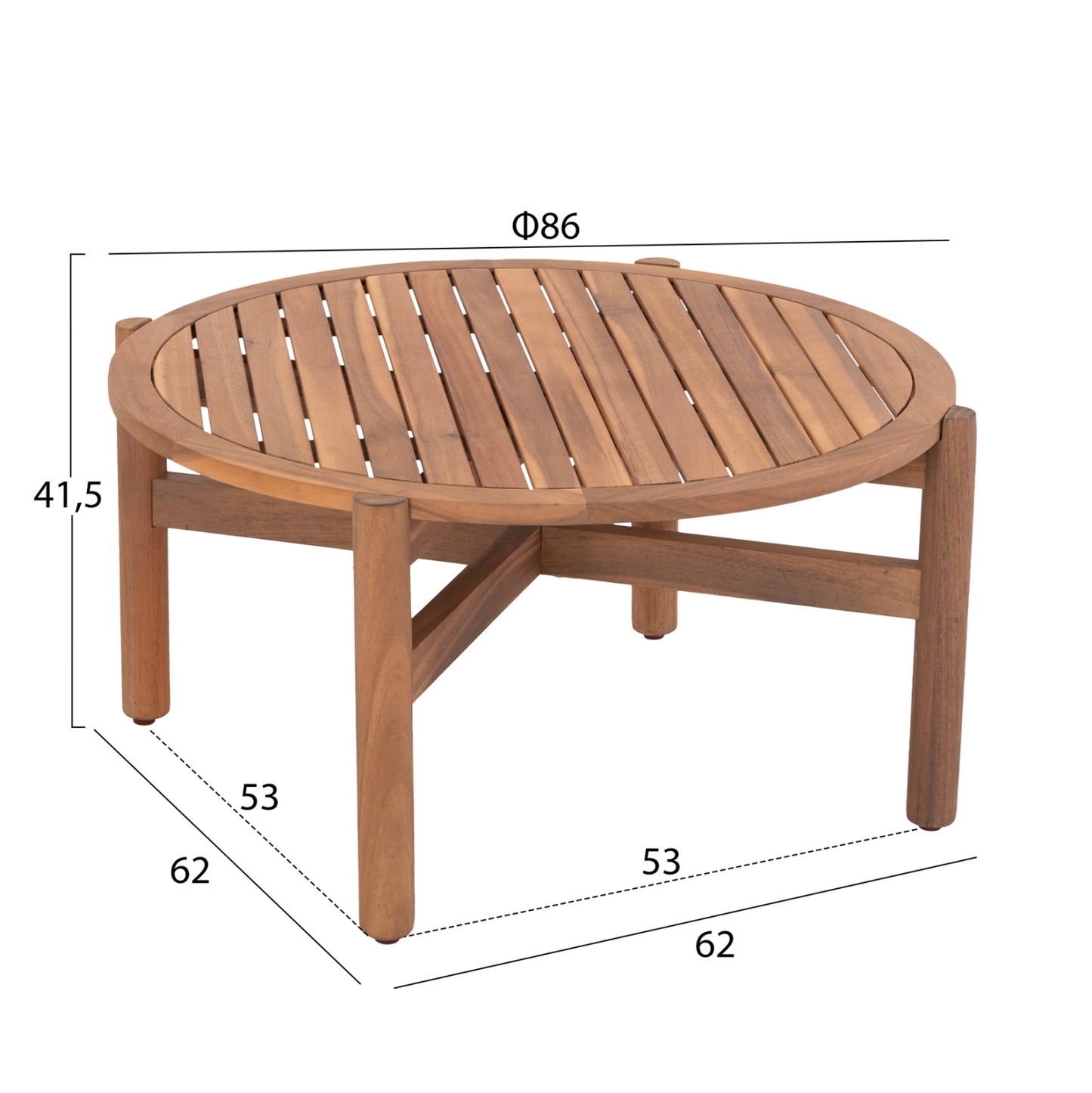Outdoor Lounge Set 4pcs Sanji Hm6219 Acacia Wood-aluminum Frame-rope
