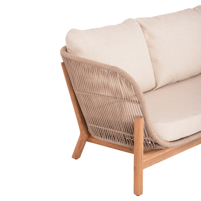 Outdoor Lounge Set 4pcs Sanji Hm6219 Acacia Wood-aluminum Frame-rope