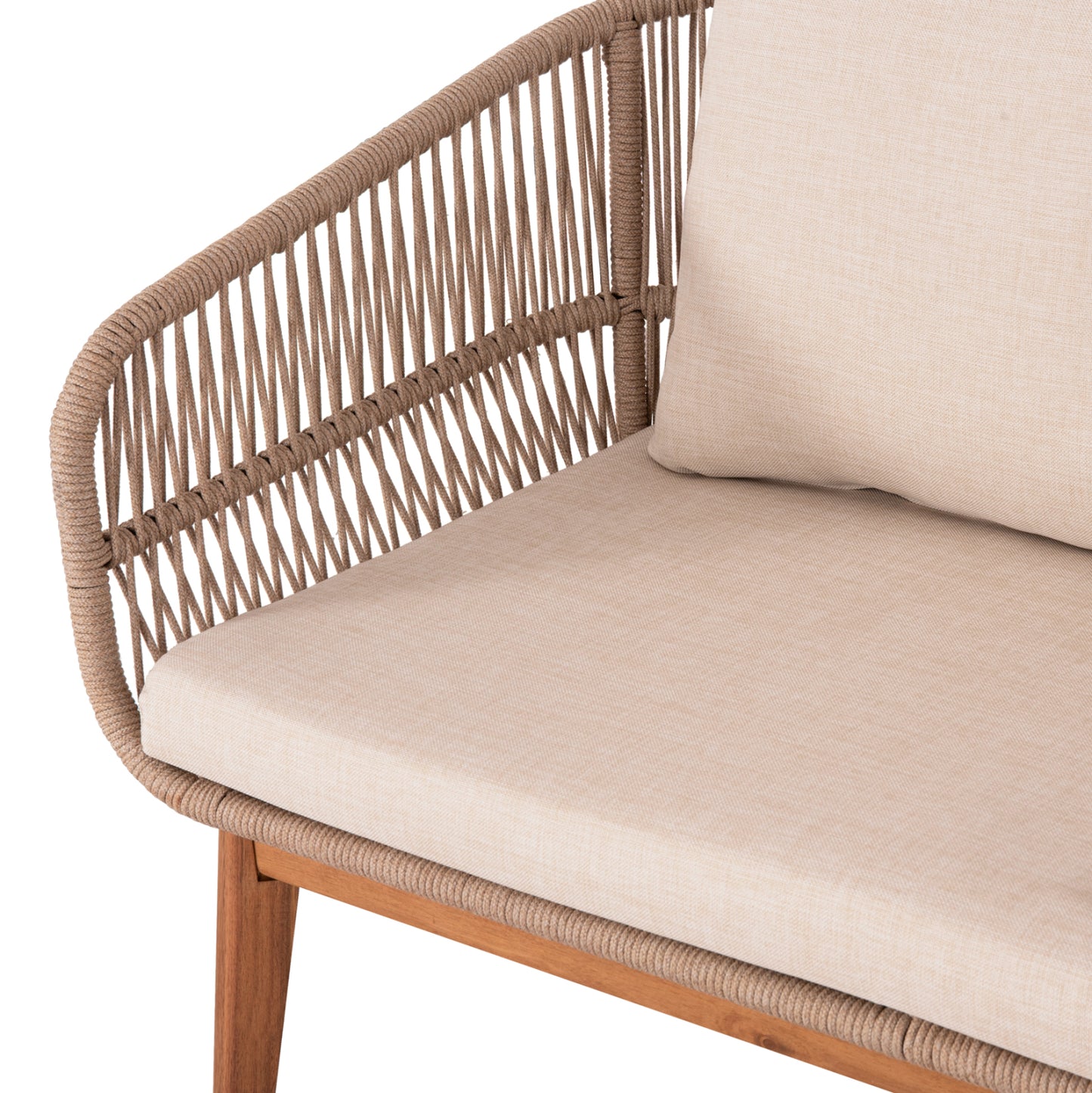 Franky Outdoor Lounge Set 4Pcs - Acacia Wood, Metal frame, Rope