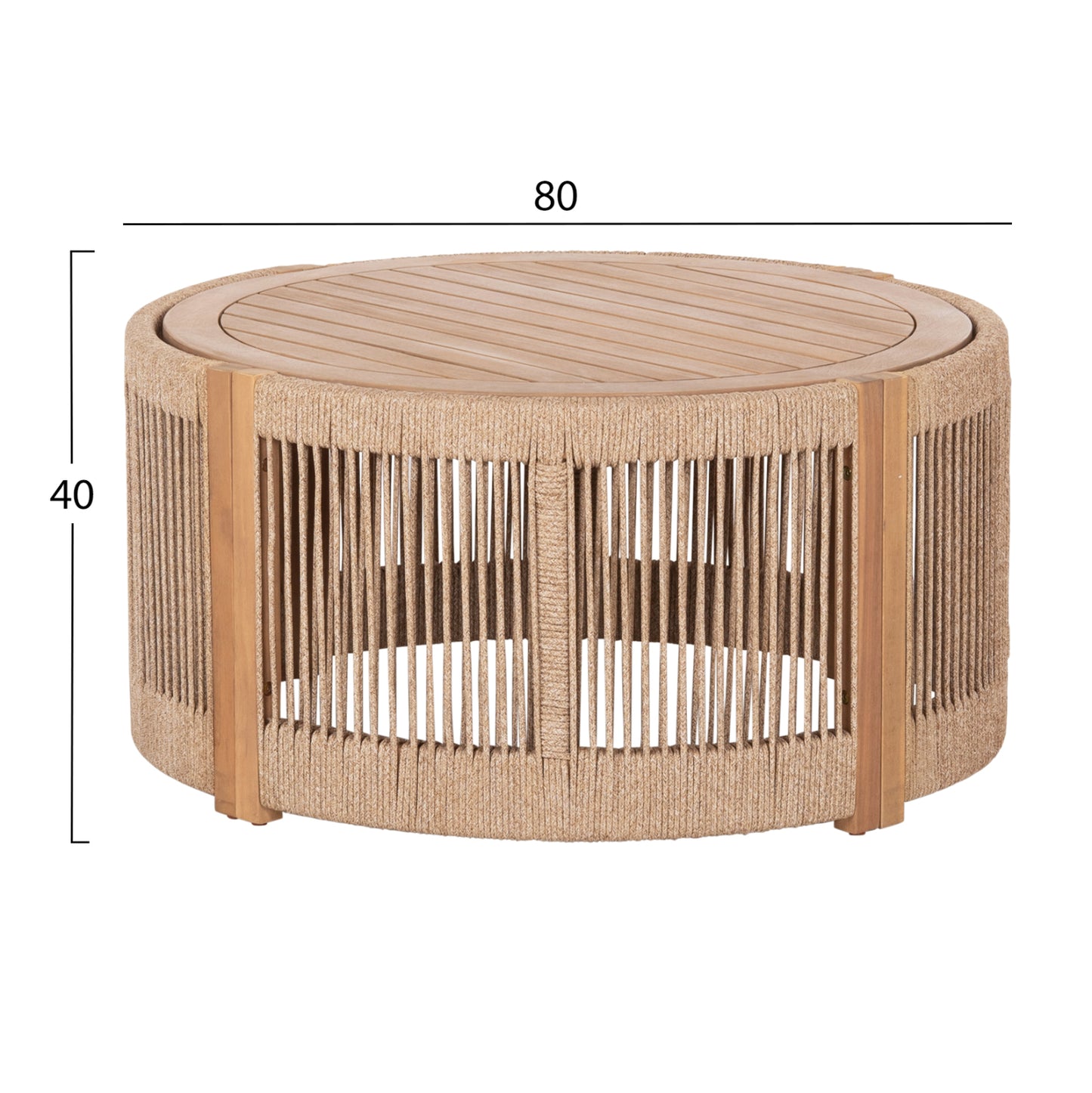 Outdoor Lounge Set 4pcs Solace Hm6261 Acacia Wood--rope--ecru Fabric