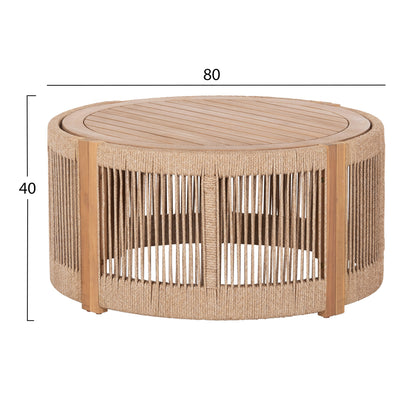 Outdoor Lounge Set 4pcs Solace Hm6261 Acacia Wood--rope--ecru Fabric