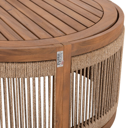 Outdoor Lounge Set 4pcs Odyssey Hm6264 Acacia Wood-rope-beige Fabric