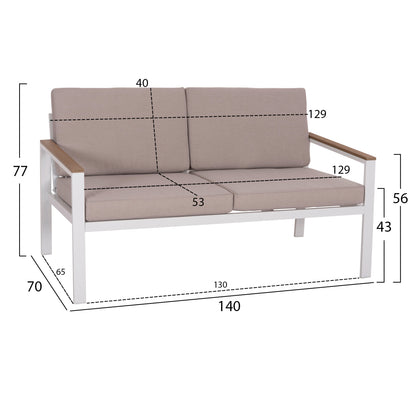 Outdoor Lounge Set 4pcs Safin Hm6278.01 Aluminum In White--polywood--olefin Fabric In Beige