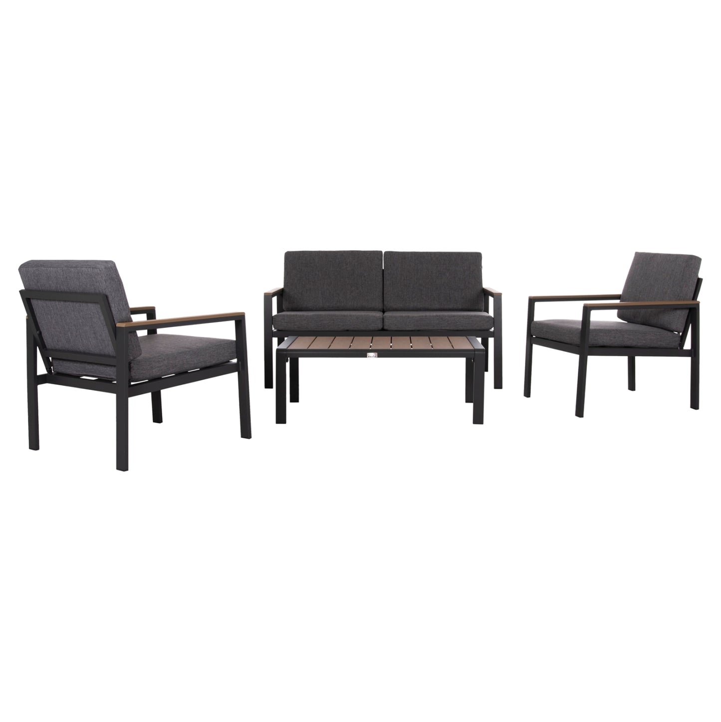 Outdoor Lounge Set 4pcs Safin Hm6278.03 Aluminum & Olefin Fabric In Dark Grey--polywood