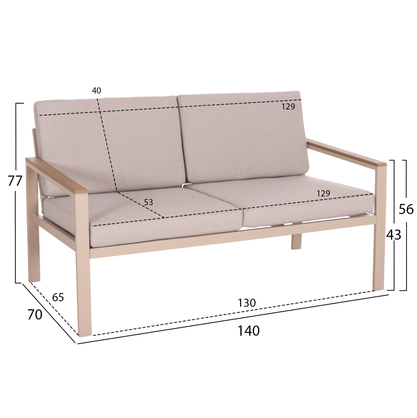 Outdoor Lounge Set 4pcs Safin Hm6278.04 Aluminum In Cappuccino--polywood--olefin Fabric In Beige