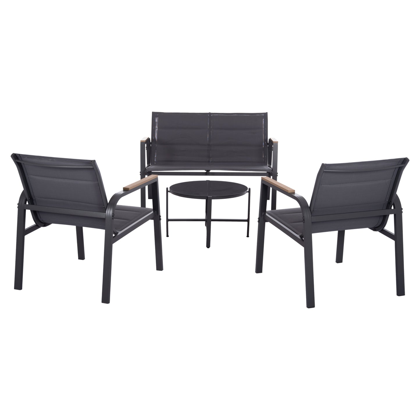 Outdoor Lounge Set 4pcs Juliette Hm6280.03 Grey Aluminum-textilene--tempered Glass