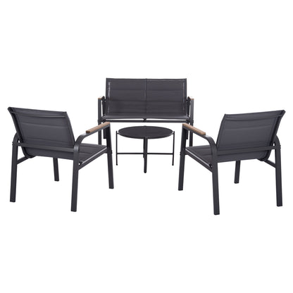 Outdoor Lounge Set 4pcs Juliette Hm6280.03 Grey Aluminum-textilene--tempered Glass