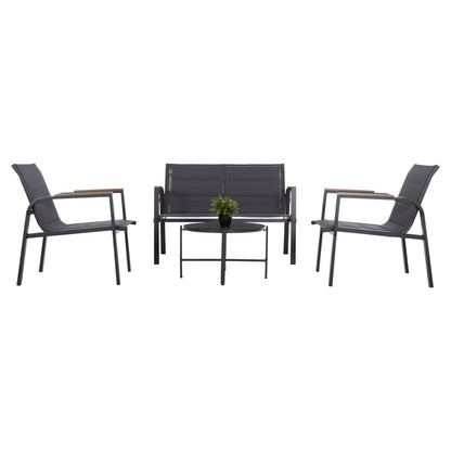 Outdoor Lounge Set 4pcs Juliette Hm6280.03 Grey Aluminum-textilene--tempered Glass