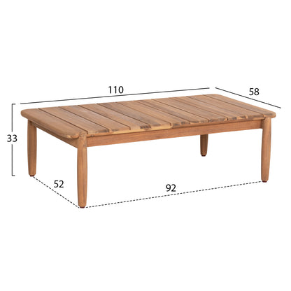 Outdoor Lounge Set 4pcs Terra Hm6449 Acacia Wood-rope--cushions In Beige