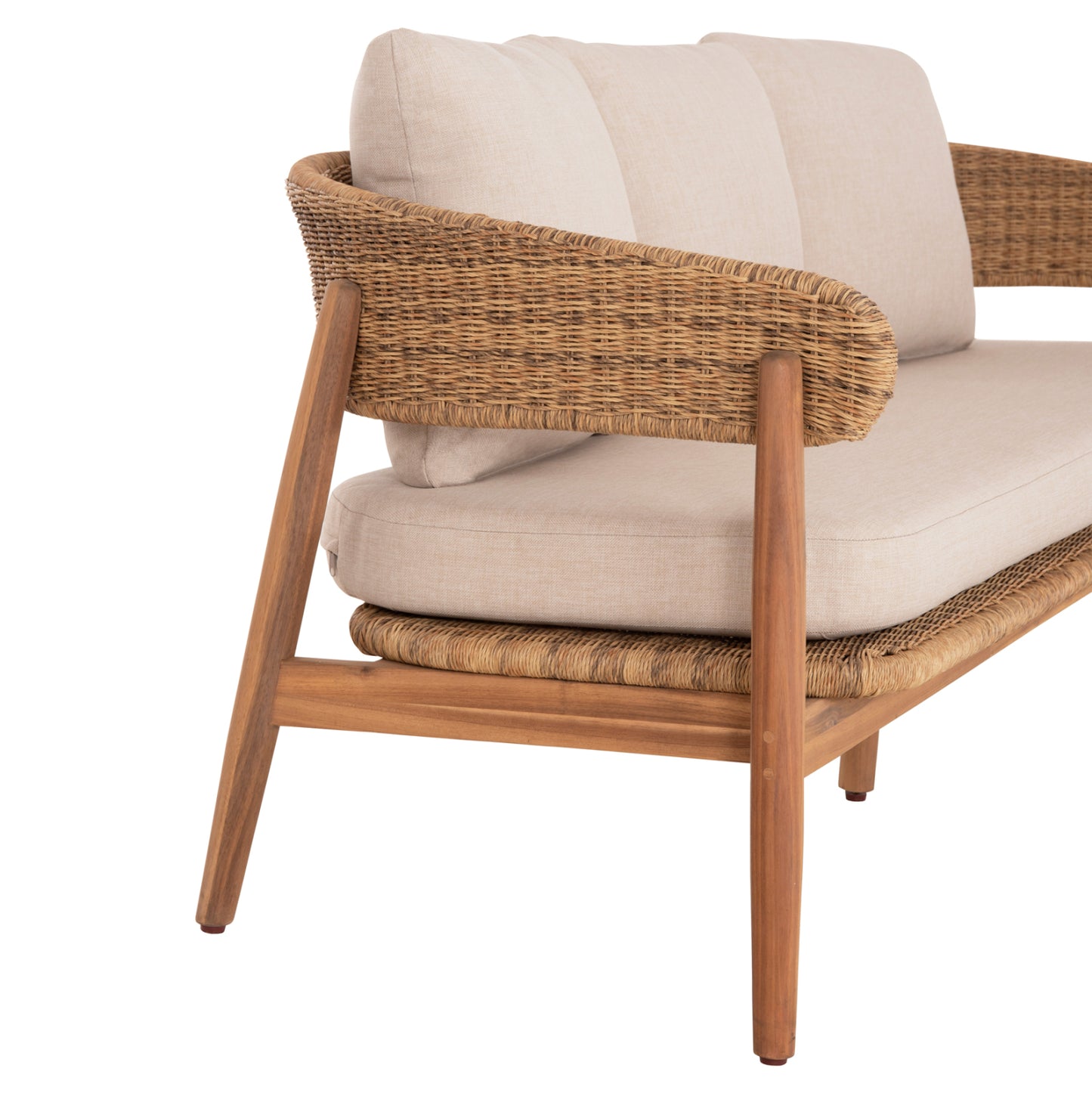 Outdoor Lounge Set 4pcs Terra Hm6449 Acacia Wood-rope--cushions In Beige