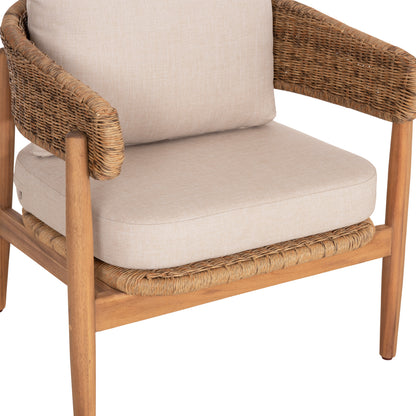 Outdoor Lounge Set 4pcs Terra Hm6449 Acacia Wood-rope--cushions In Beige