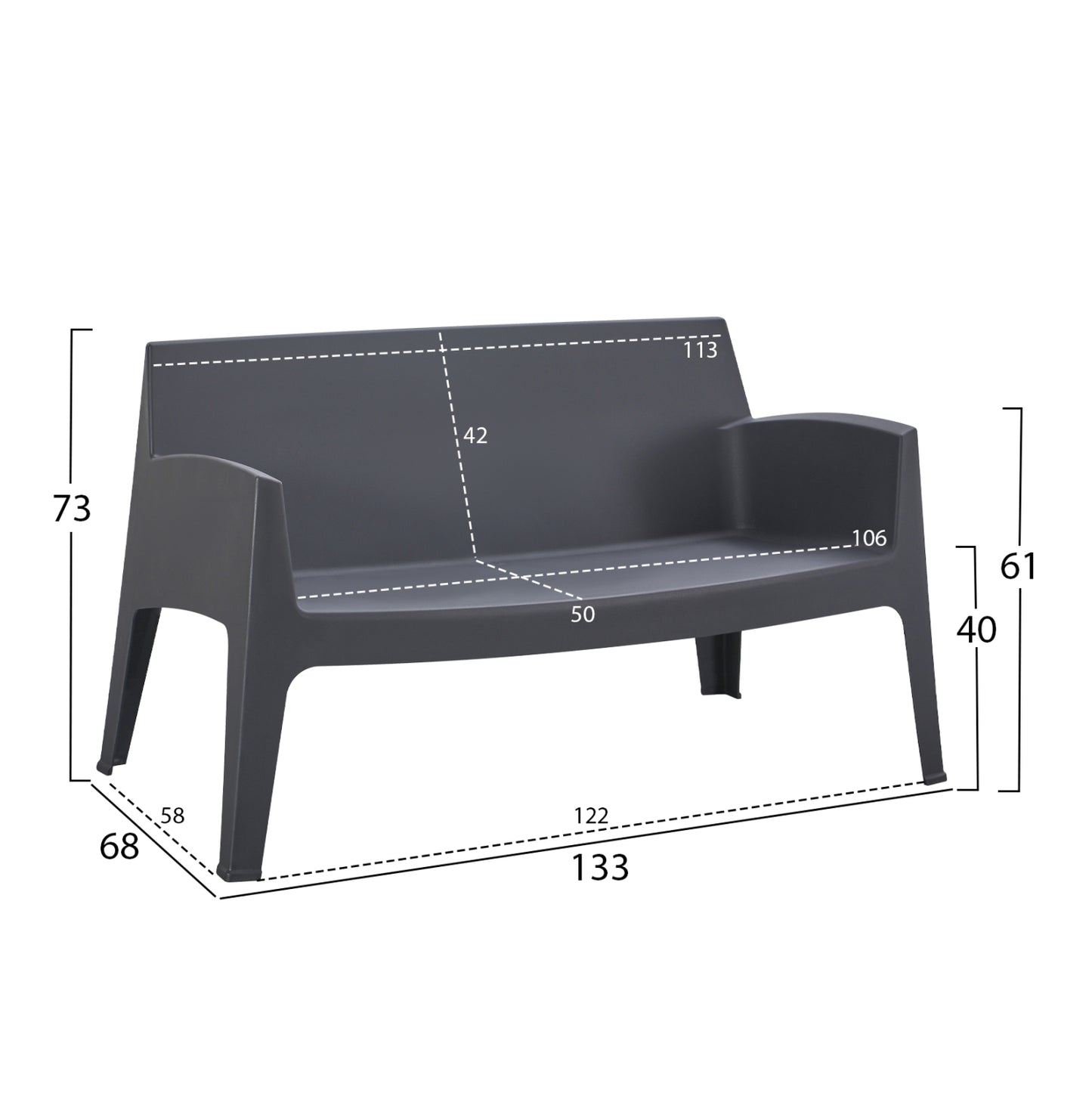 Lounge Set 4pcs Sleek Hm21268.10 Grey Polypropylene
