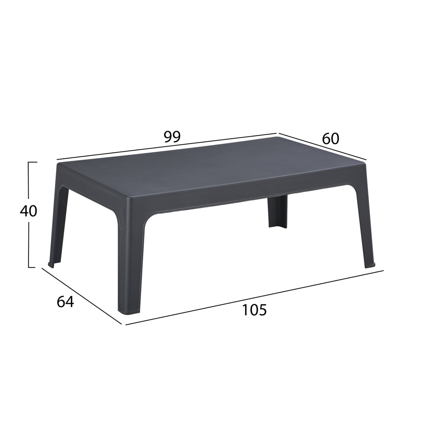 Lounge Set 4pcs Sleek Hm21268.10 Grey Polypropylene