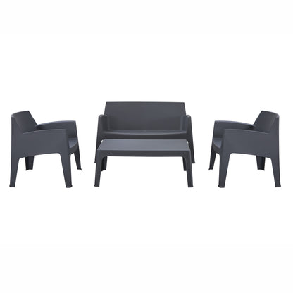 Lounge Set 4pcs Sleek Hm21268.10 Grey Polypropylene