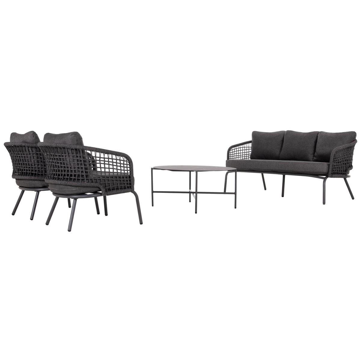 Outdoor Lounge Set 5-seat Elowen Aluminum-rope-cushions-grey